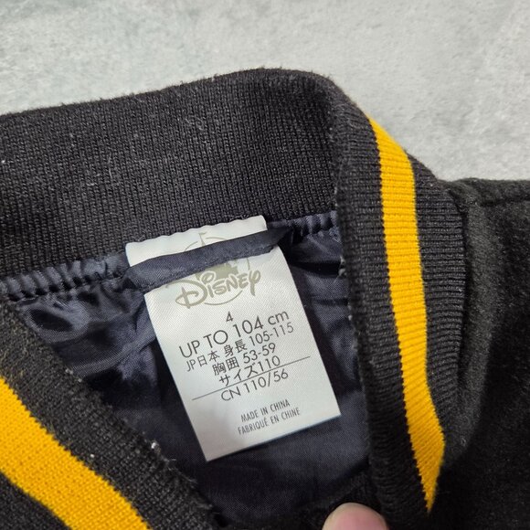 Disney Jacket Boys 4 Black Red Mickey Mouse & Pluto Varsity Letterman Bomber - Picture 2 of 7